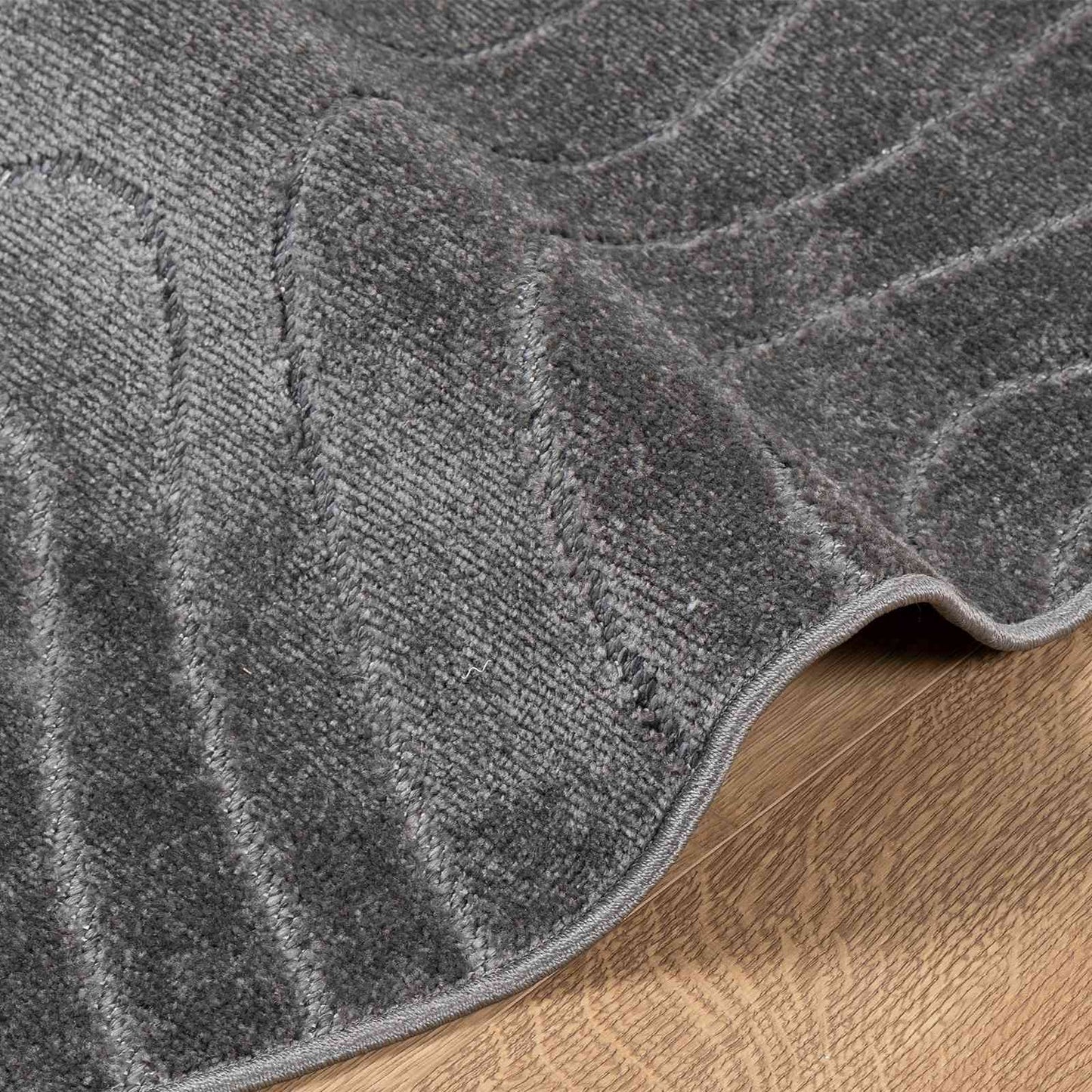 Area Rugs Round PALMERAS Anthracite Ø 160 CM Polyester