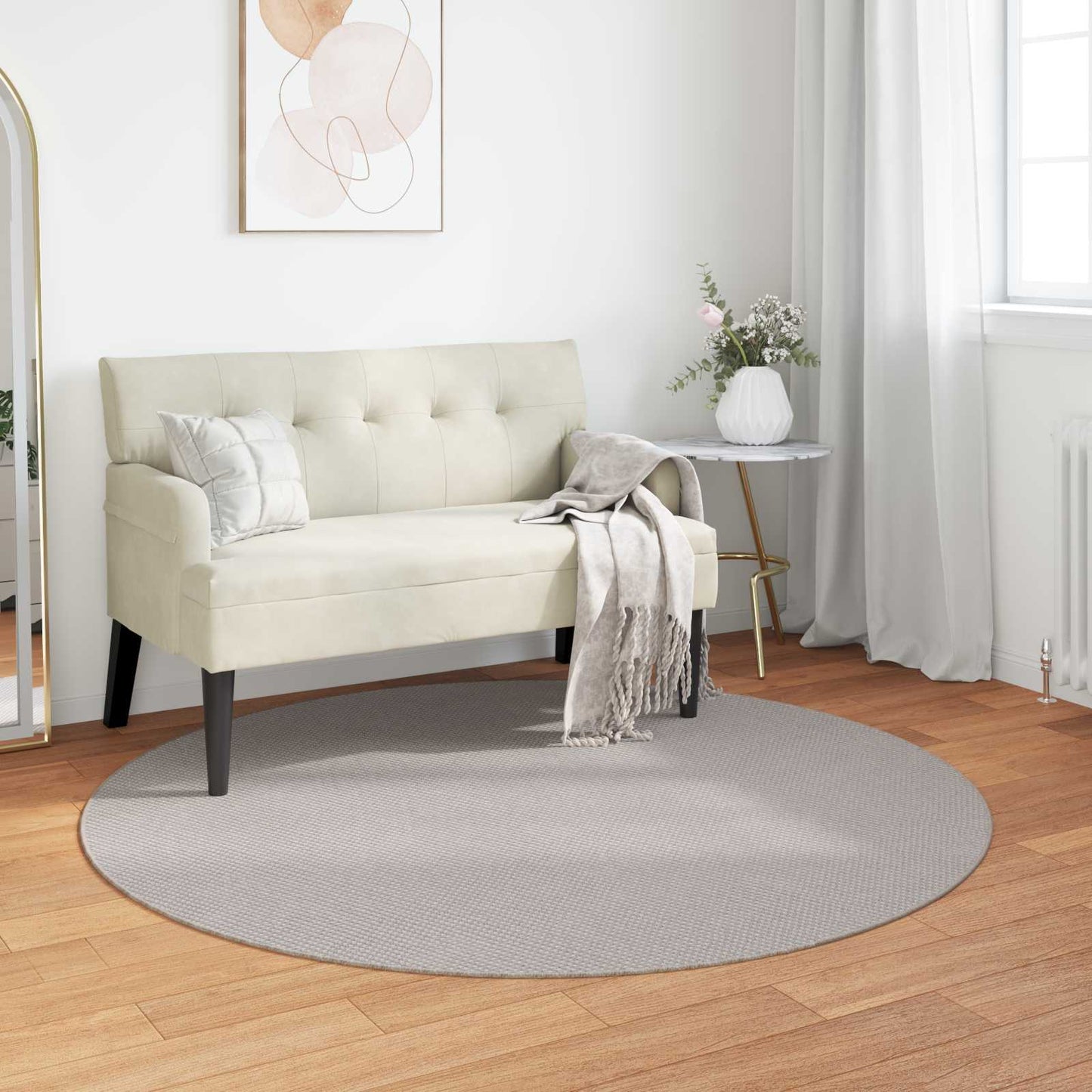 Area Rugs Round LUGO Cream Ø 160 CM Polyester