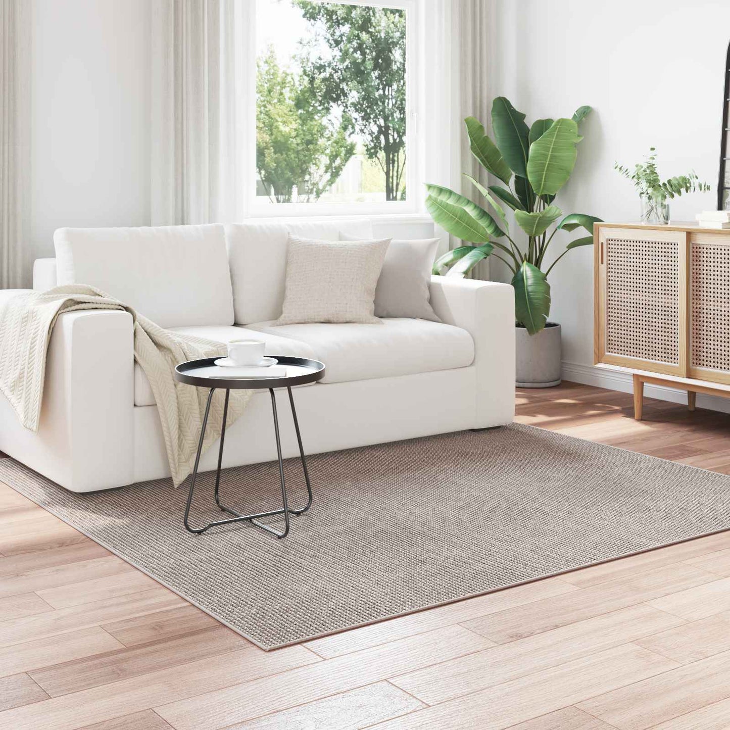 Area Rugs Square LUGO Cream and Taupe 120 x 120 cm Polyester