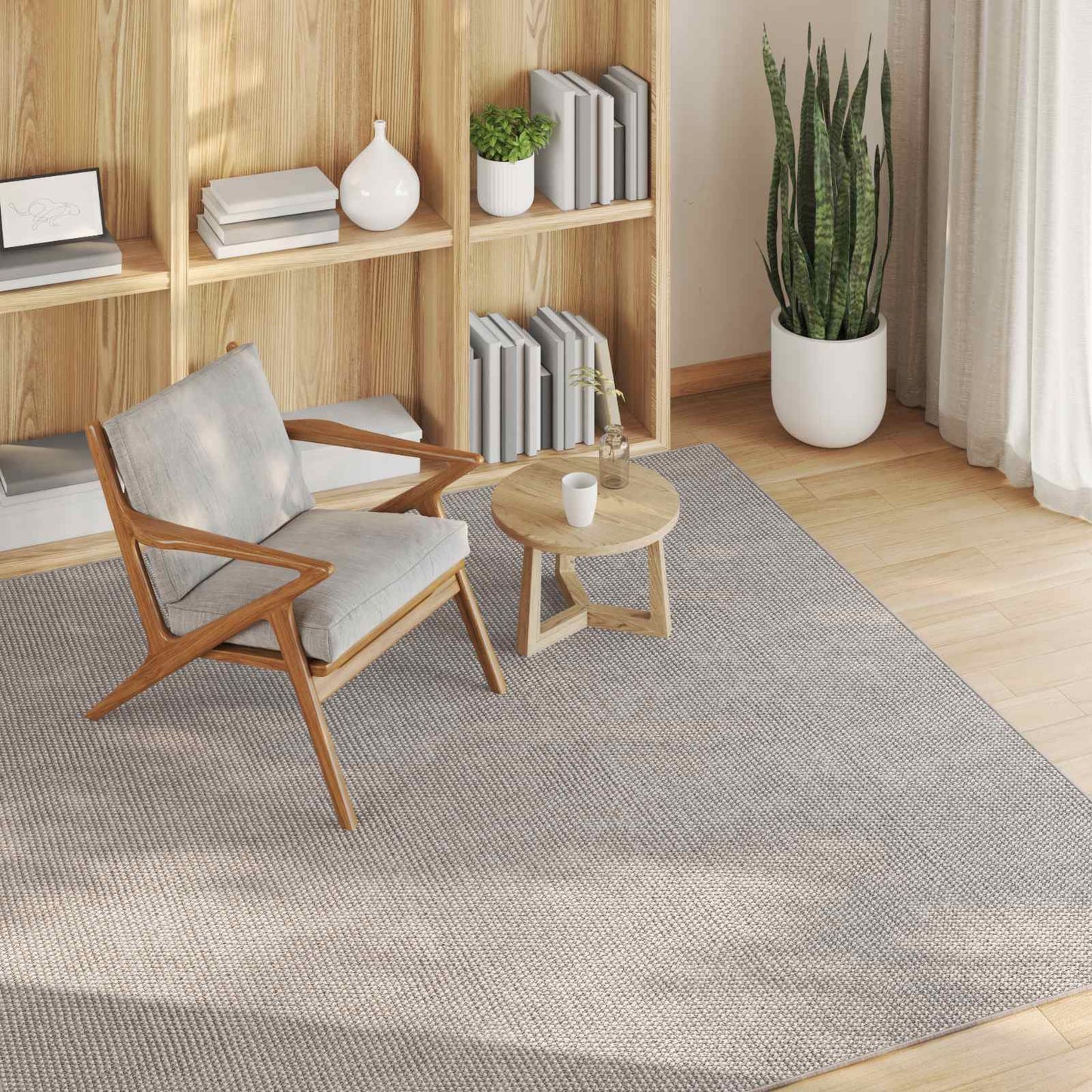 Area Rugs Square LUGO Cream and Taupe 200 x 200 cm Polyester