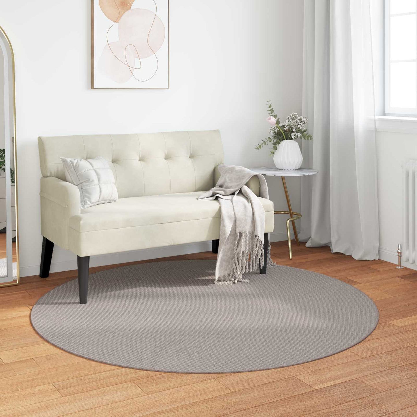 Area Rugs Round LUGO Cream and Taupe Ø 200 CM Polyester