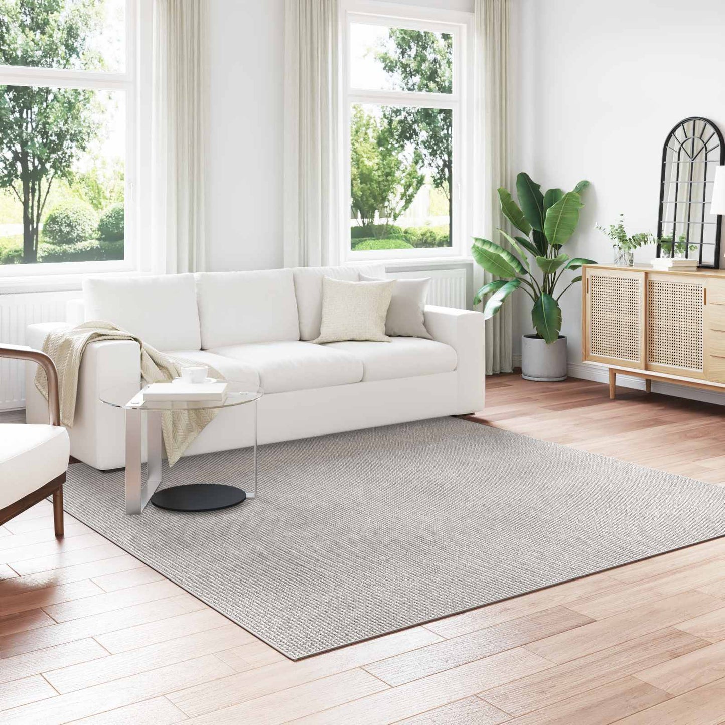 Area Rugs Square LUGO Cream and Grey 240 x 240 cm Polyester
