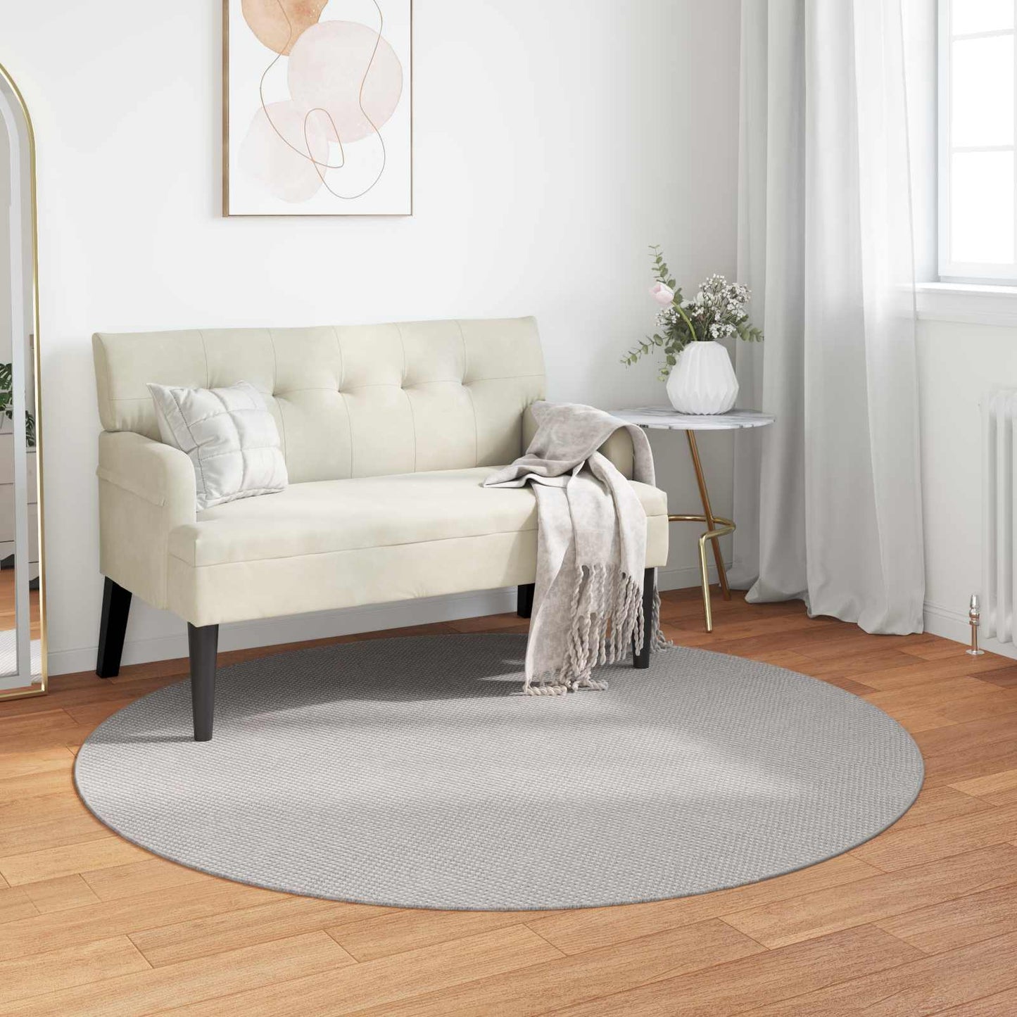 Area Rugs Round LUGO Cream and Grey Ø 160 CM Polyester