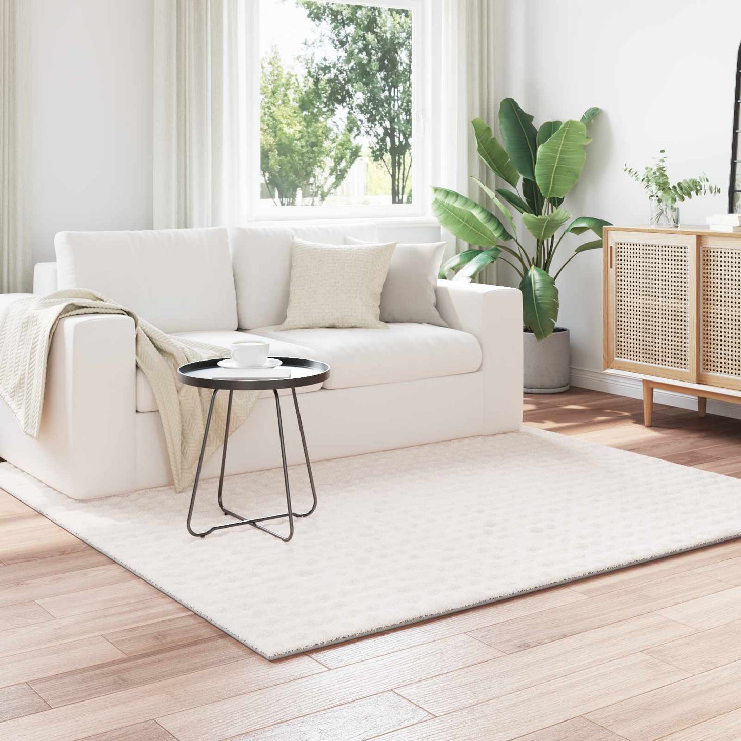 Area Rugs Square SIROLO Cream 240 x 240 cm Polyester