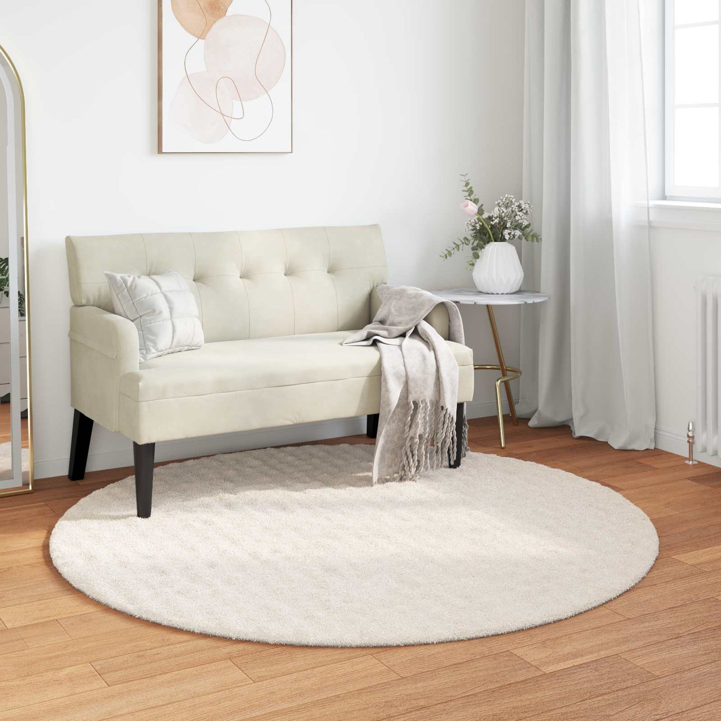 Area Rugs Round SIROLO Cream Ø 200 CM Polyester