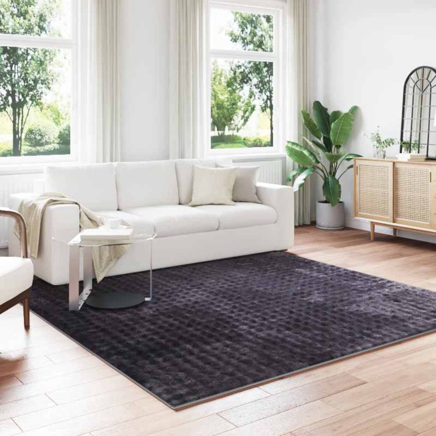 Area Rugs Square SIROLO Beige 200 x 200 cm Polyester