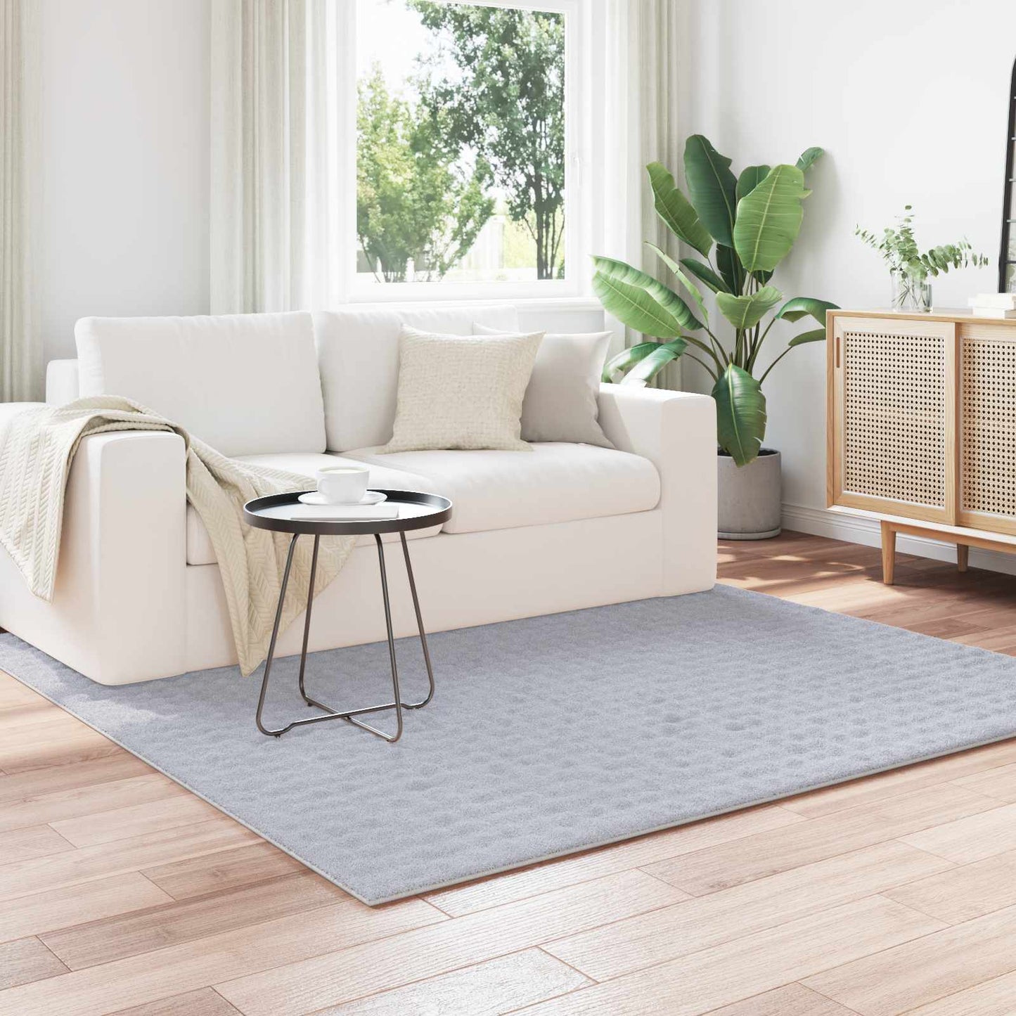 Area Rugs Square SIROLO Grey 120 x 120 cm Polyester