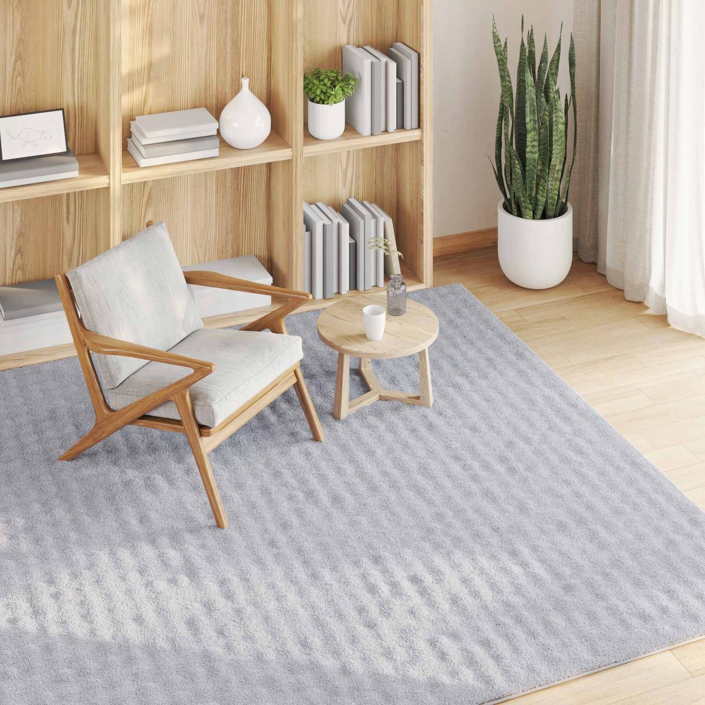 Area Rugs Square SIROLO Grey 120 x 120 cm Polyester
