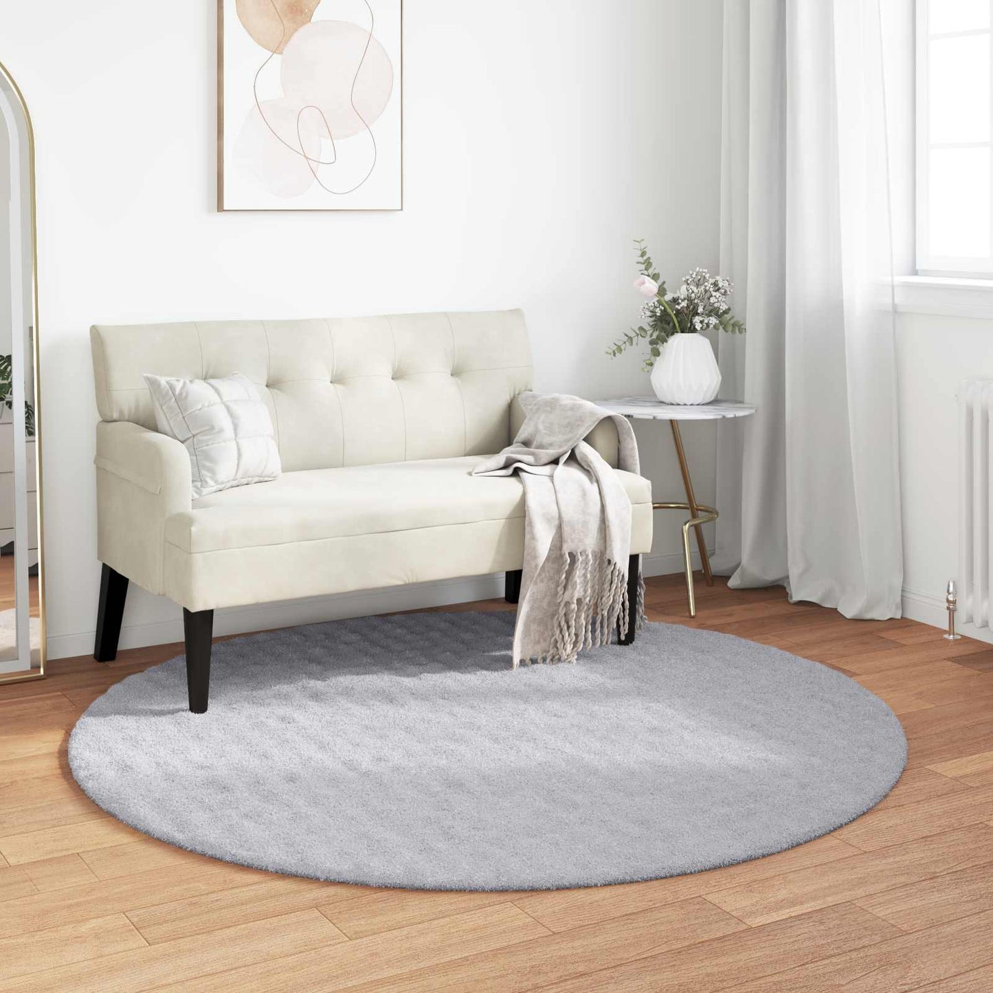 Area Rugs Round SIROLO Grey Ø 200 CM Polyester