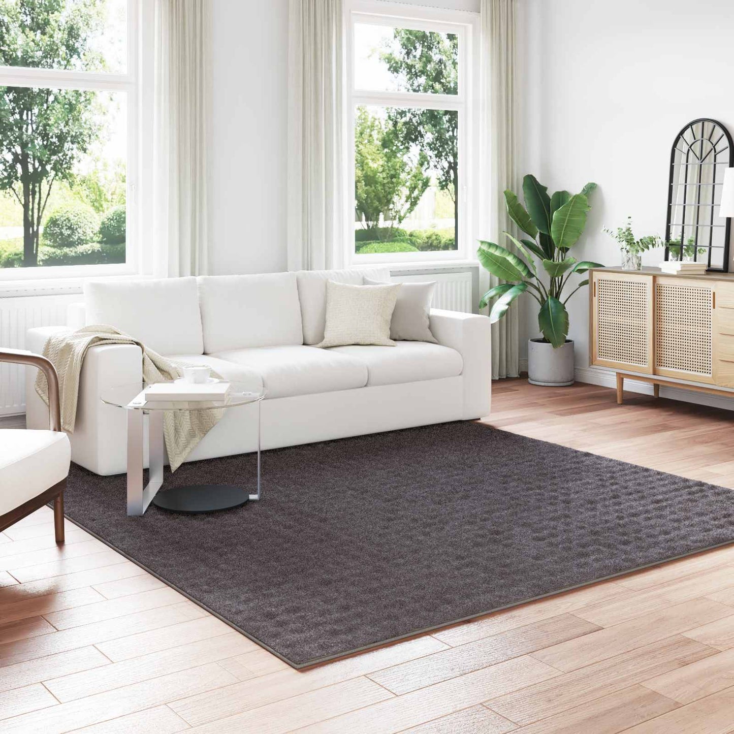 Area Rugs Square SIROLO Anthracite 240 x 240 cm Polyester