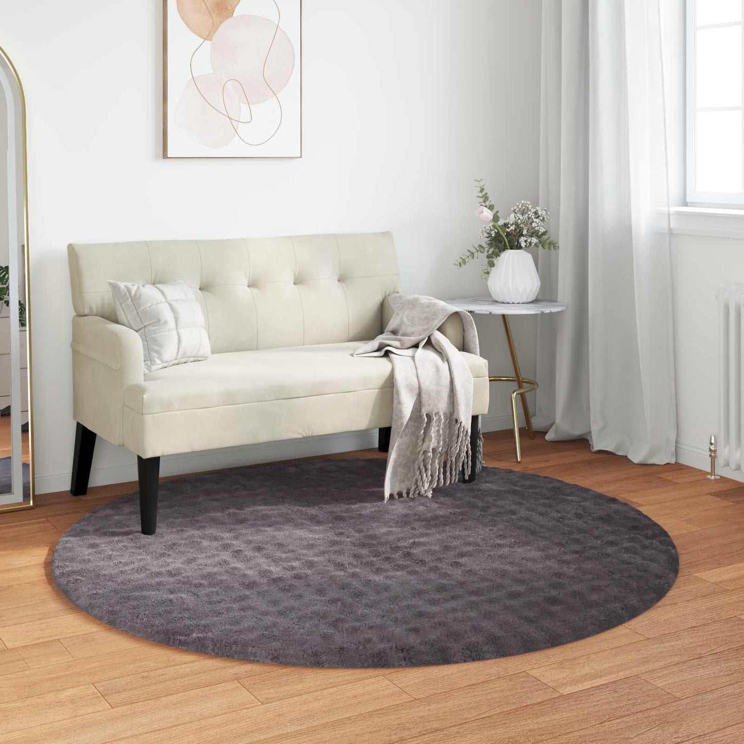 Area Rugs Round SIROLO Anthracite Ø 200 CM Polyester