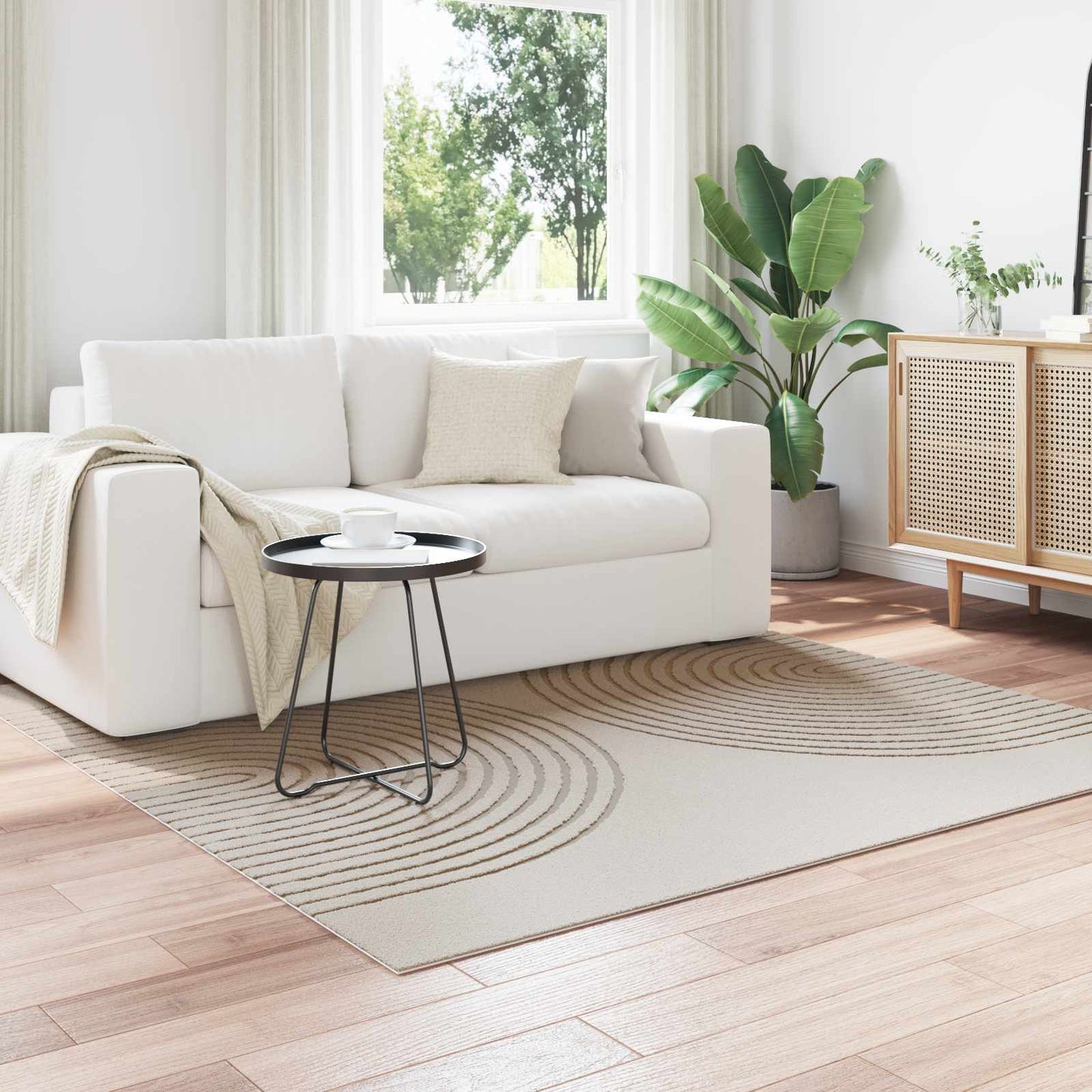 Area Rugs Square GALATI Cream 200 x 200 cm Polyester