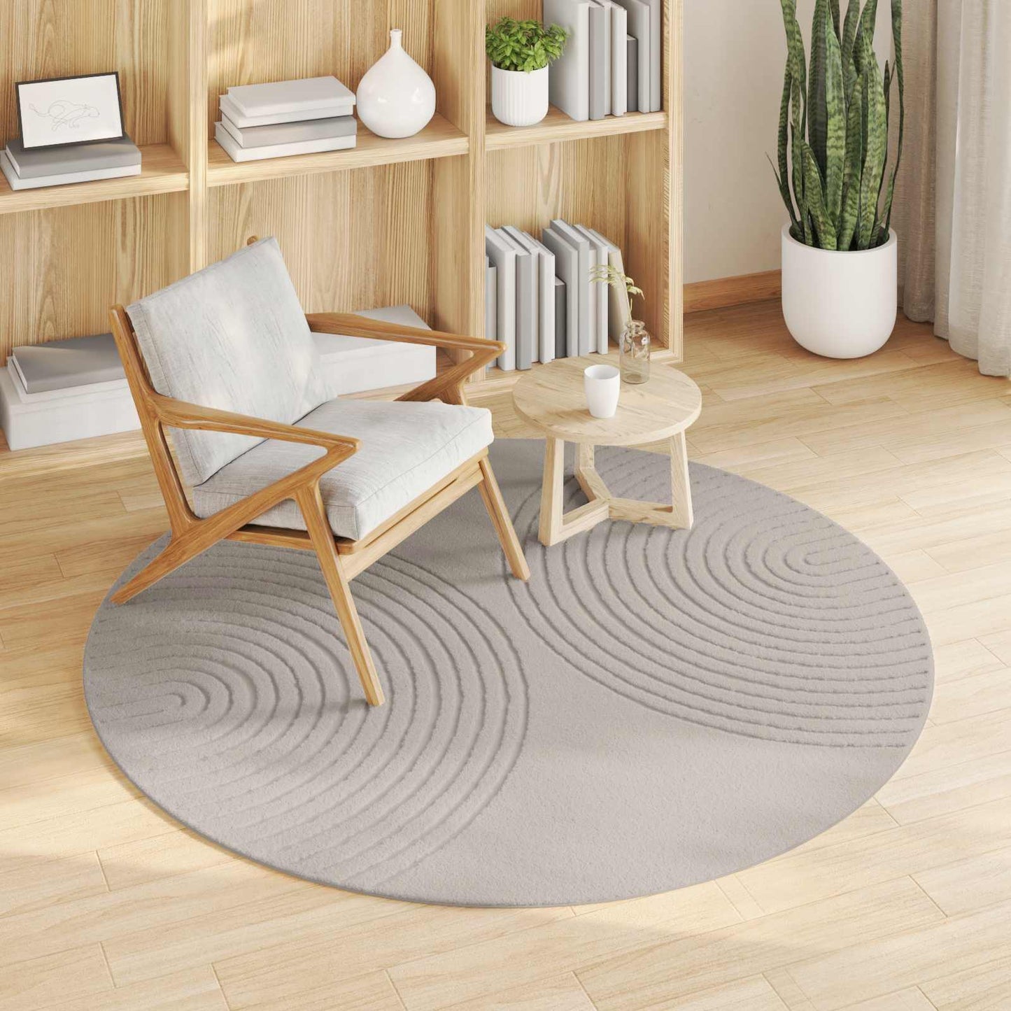 Area Rugs Round GALATI Cream Ø 120 CM Polyester