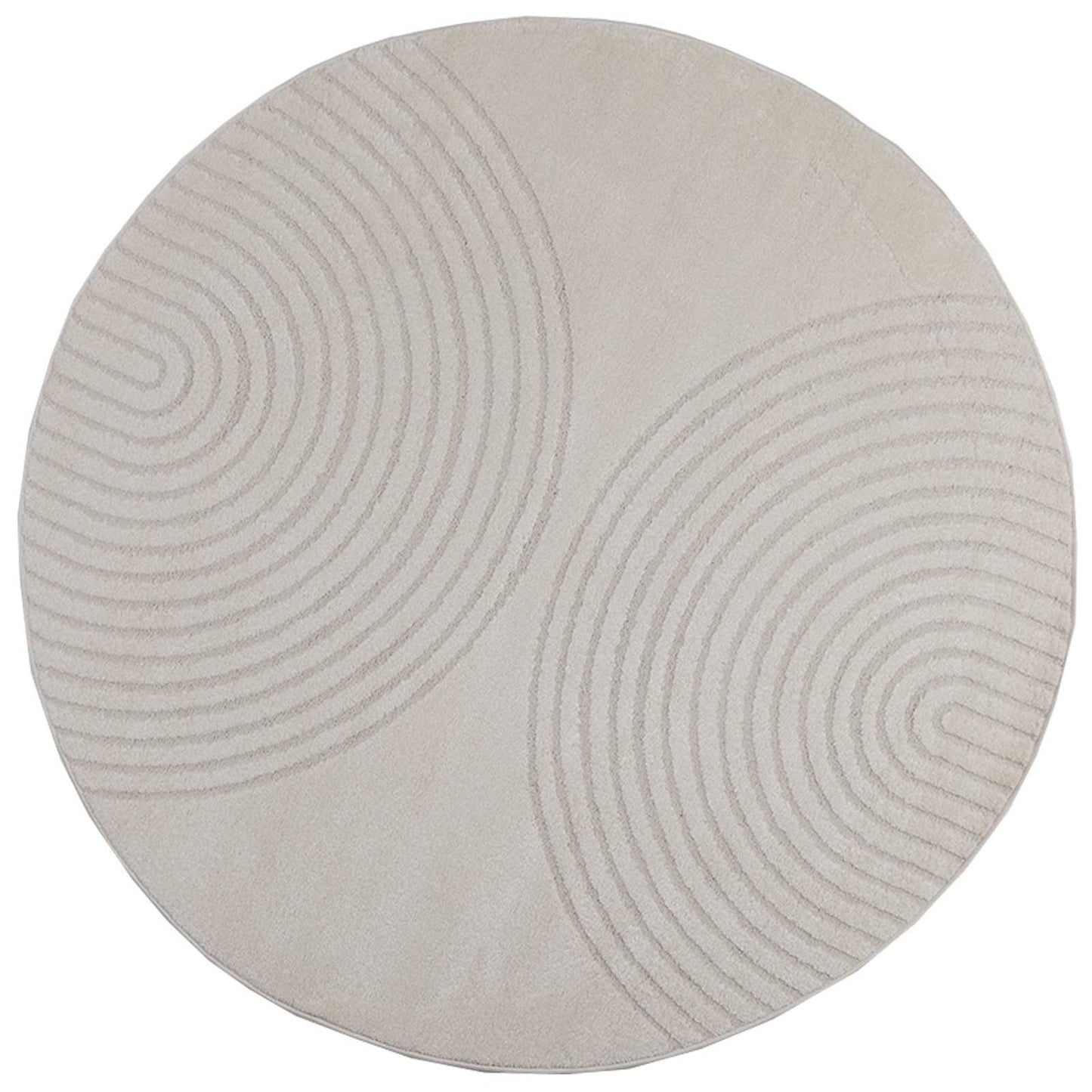 Area Rugs Round GALATI Cream Ø 120 CM Polyester
