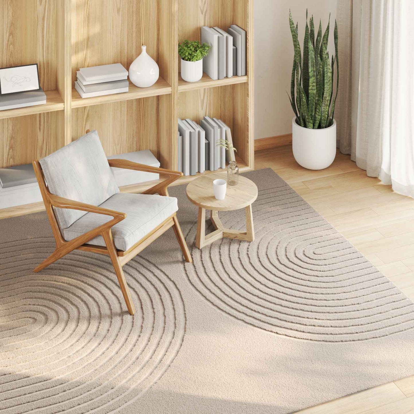 Area Rugs Square GALATI Beige 120 x 120 cm Polyester