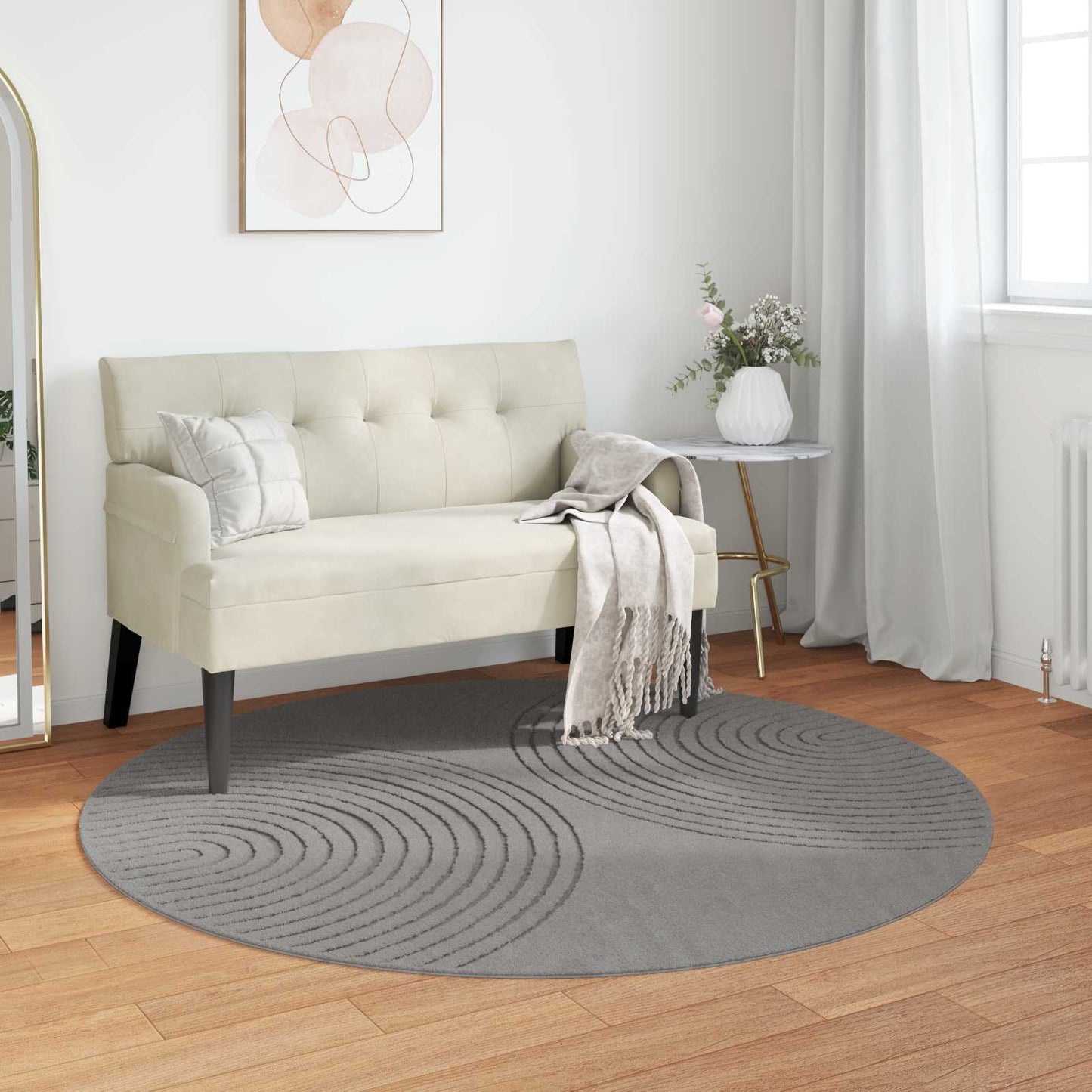 Area Rugs Round GALATI Grey Ø 160 CM Polyester