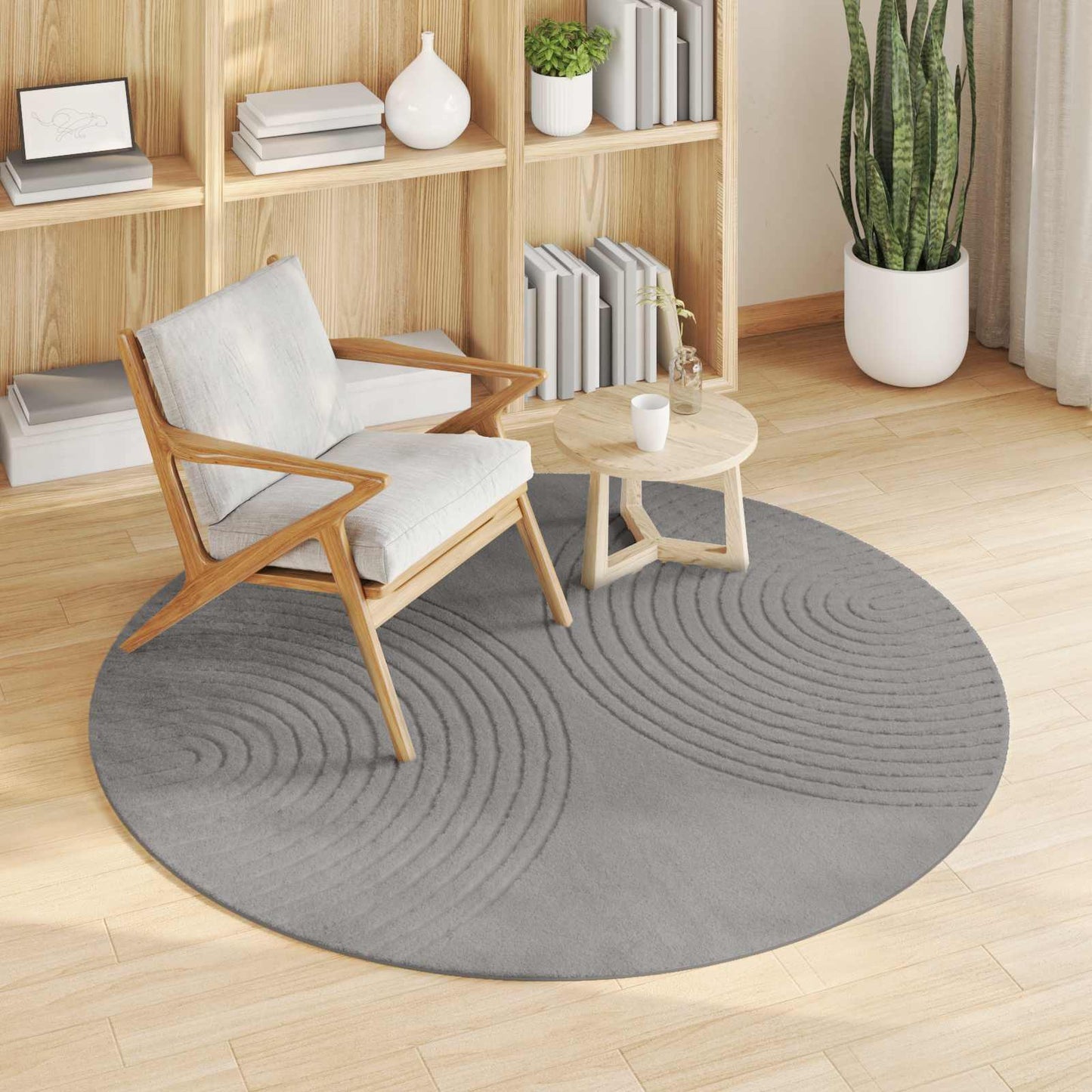 Area Rugs Round GALATI Grey Ø 200 CM Polyester