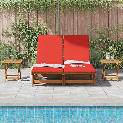 Sun Lounger Reclining with Cushion Red Solid Acacia Wood