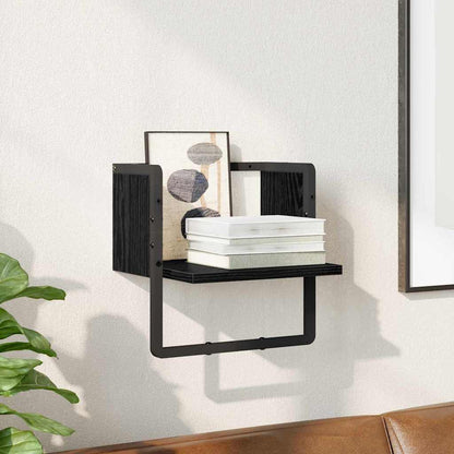 Wall Shelf with Shelf Black Oak 30 x 25 x 30 cm Engineered Wood