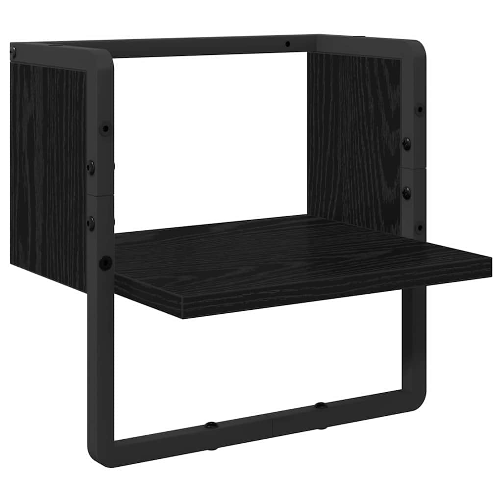Wall Shelf with Shelf Black Oak 30 x 25 x 30 cm Engineered Wood