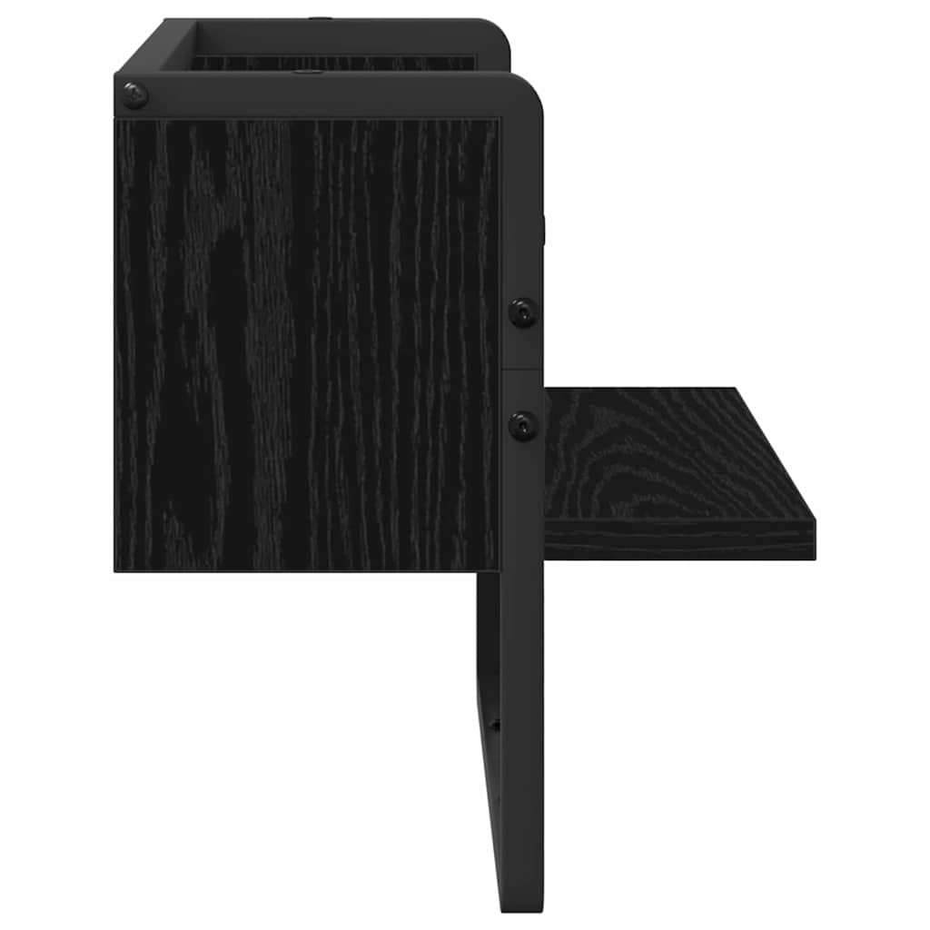 Wall Shelf with Shelf Black Oak 30 x 25 x 30 cm Engineered Wood
