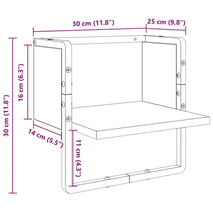 Wall Shelf with Shelf Black Oak 30 x 25 x 30 cm Engineered Wood
