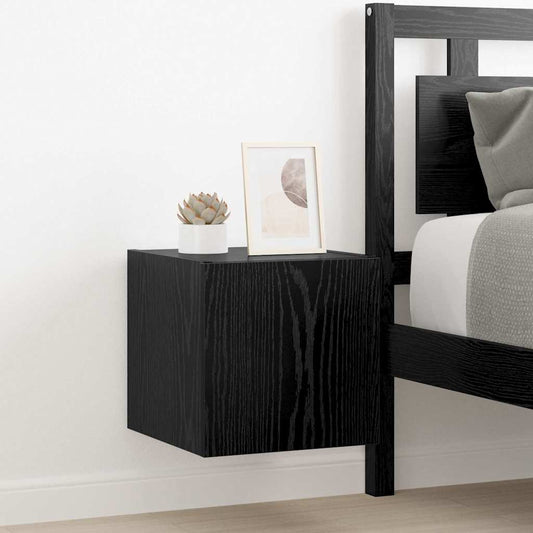 TV Wall Cabinet Black Oak 30.5 x 35 x 30 cm Engineered Wood