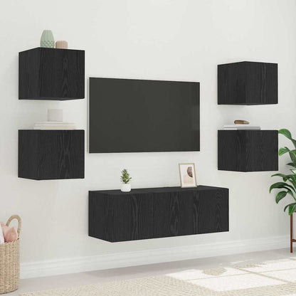 TV Wall Cabinet Black Oak 30.5 x 35 x 30 cm Engineered Wood