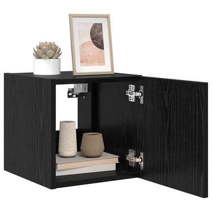 TV Wall Cabinet Black Oak 30.5 x 35 x 30 cm Engineered Wood
