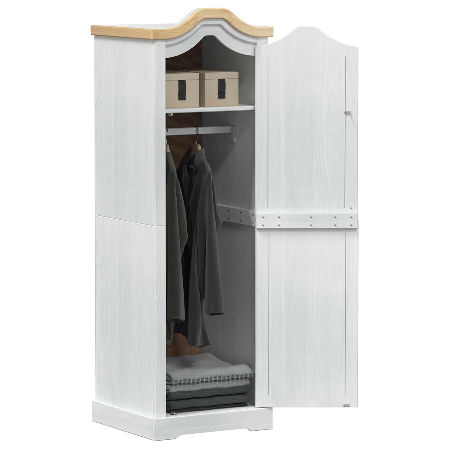 Wardrobes with Shelf White 55 x 52 x 170 cm Solid Pine Wood