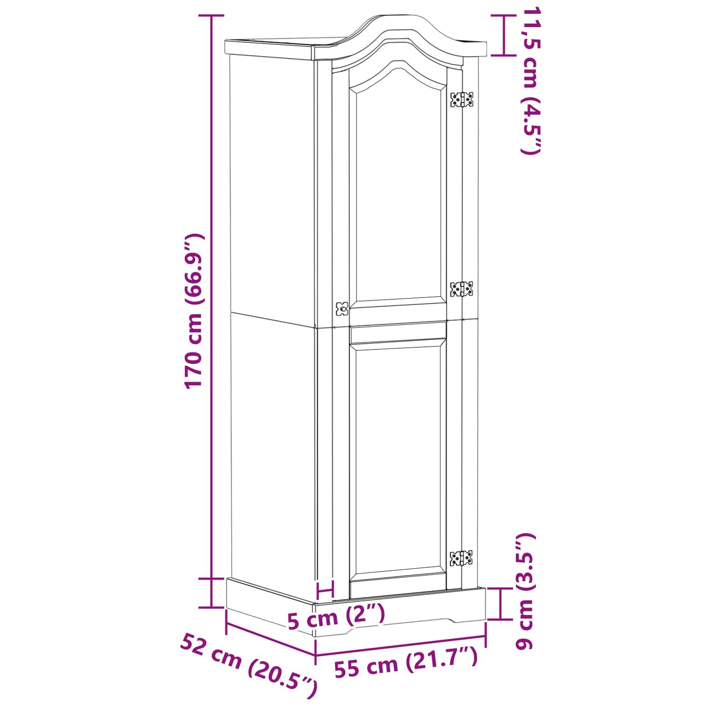 Wardrobes with Shelf White 55 x 52 x 170 cm Solid Pine Wood