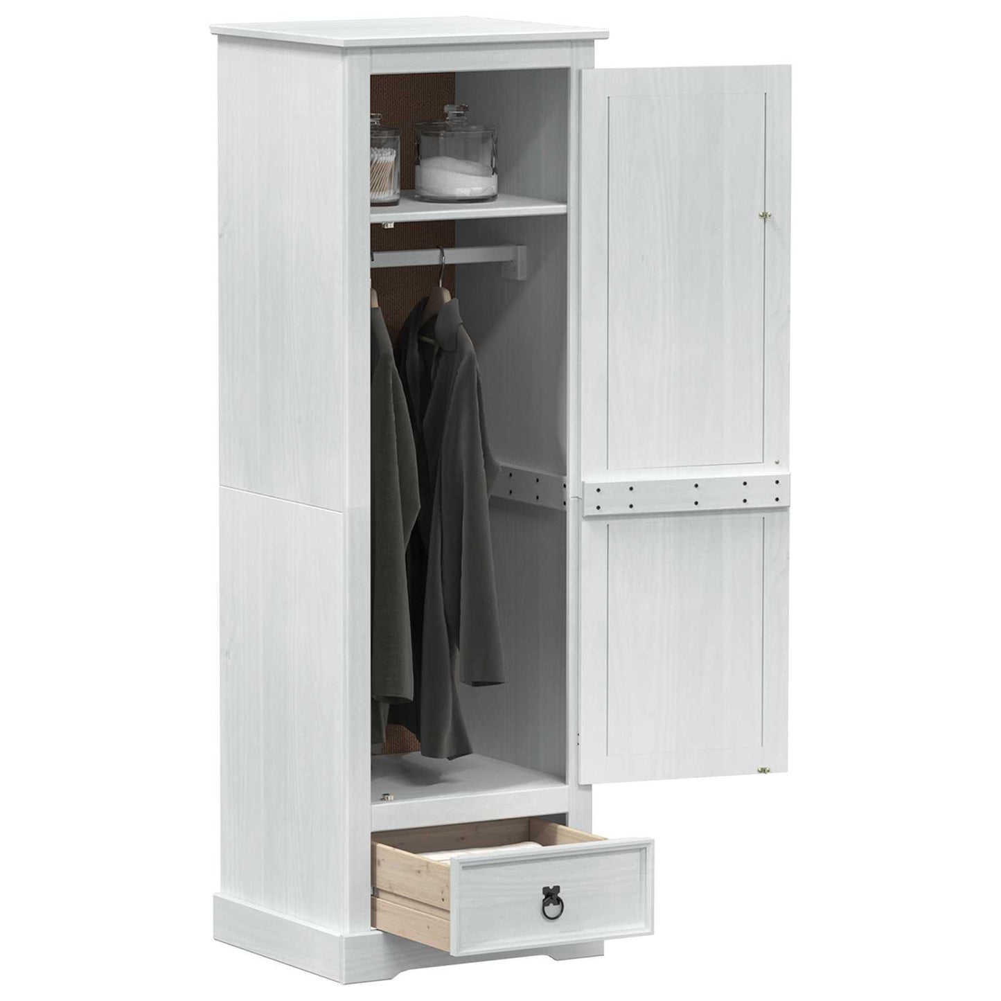 Wardrobes with Drawer White 55 x 50 x 170 cm Solid Pine Wood