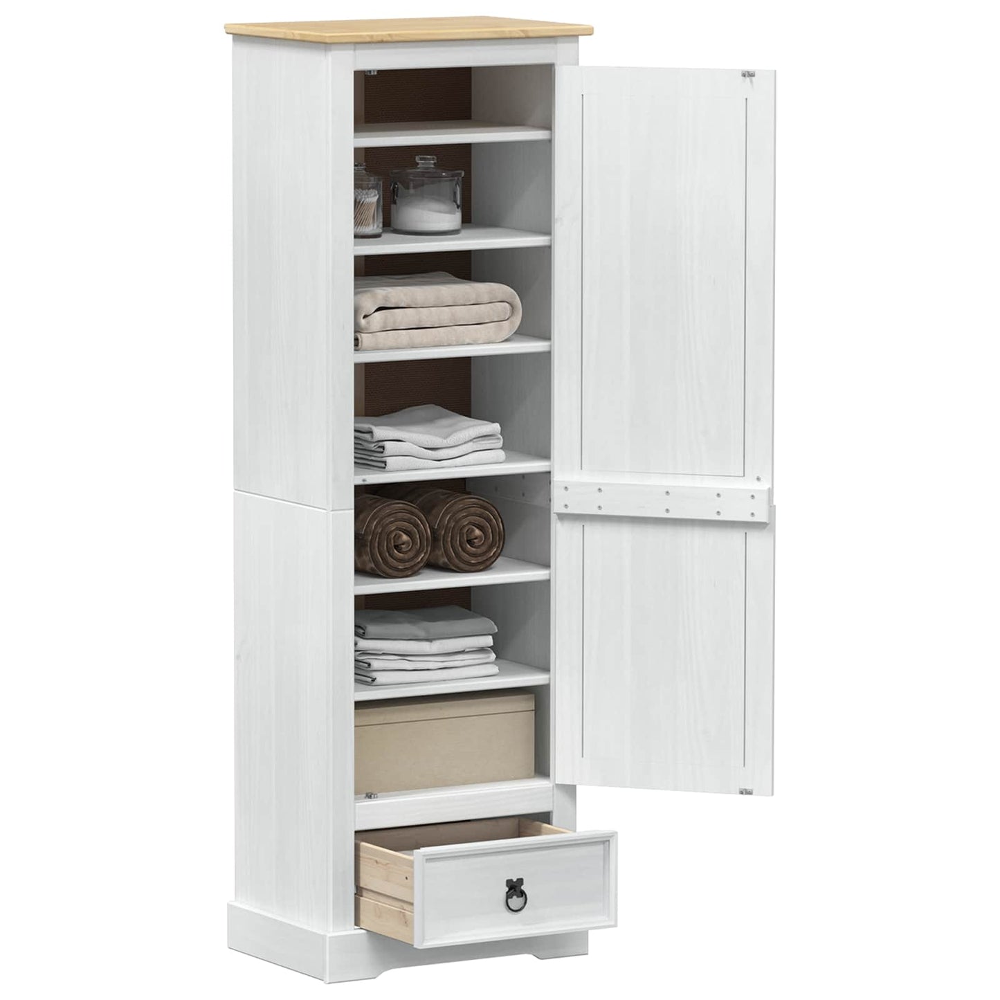 Wardrobes with Drawer White 55 x 38 x 170 cm Solid Pine Wood