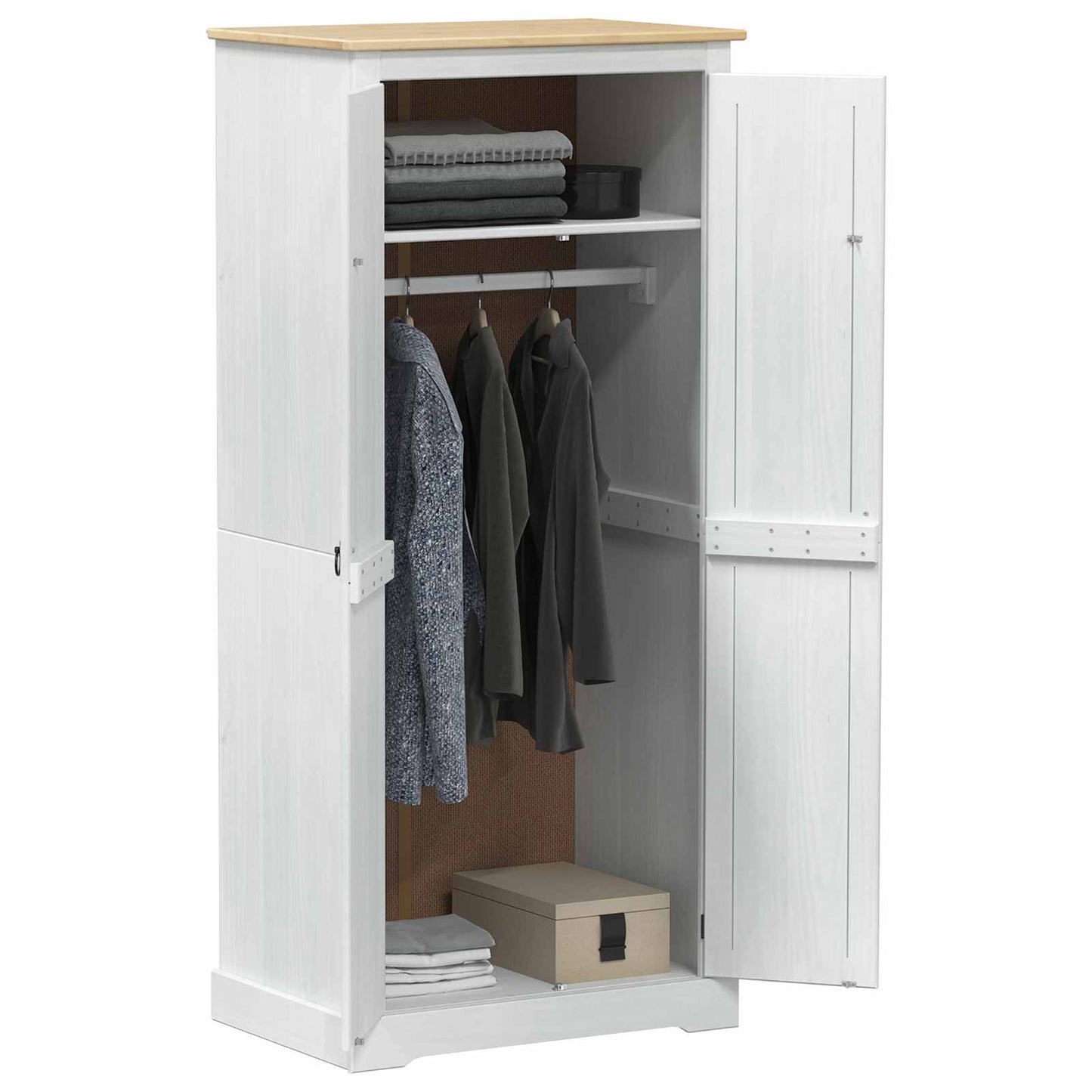 Wardrobes with Shelf White 76 x 50 x 170 cm Solid Pine Wood