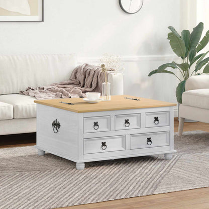 Storage box with Drawer White 90 x78 x 45 cm Solid Pine Wood