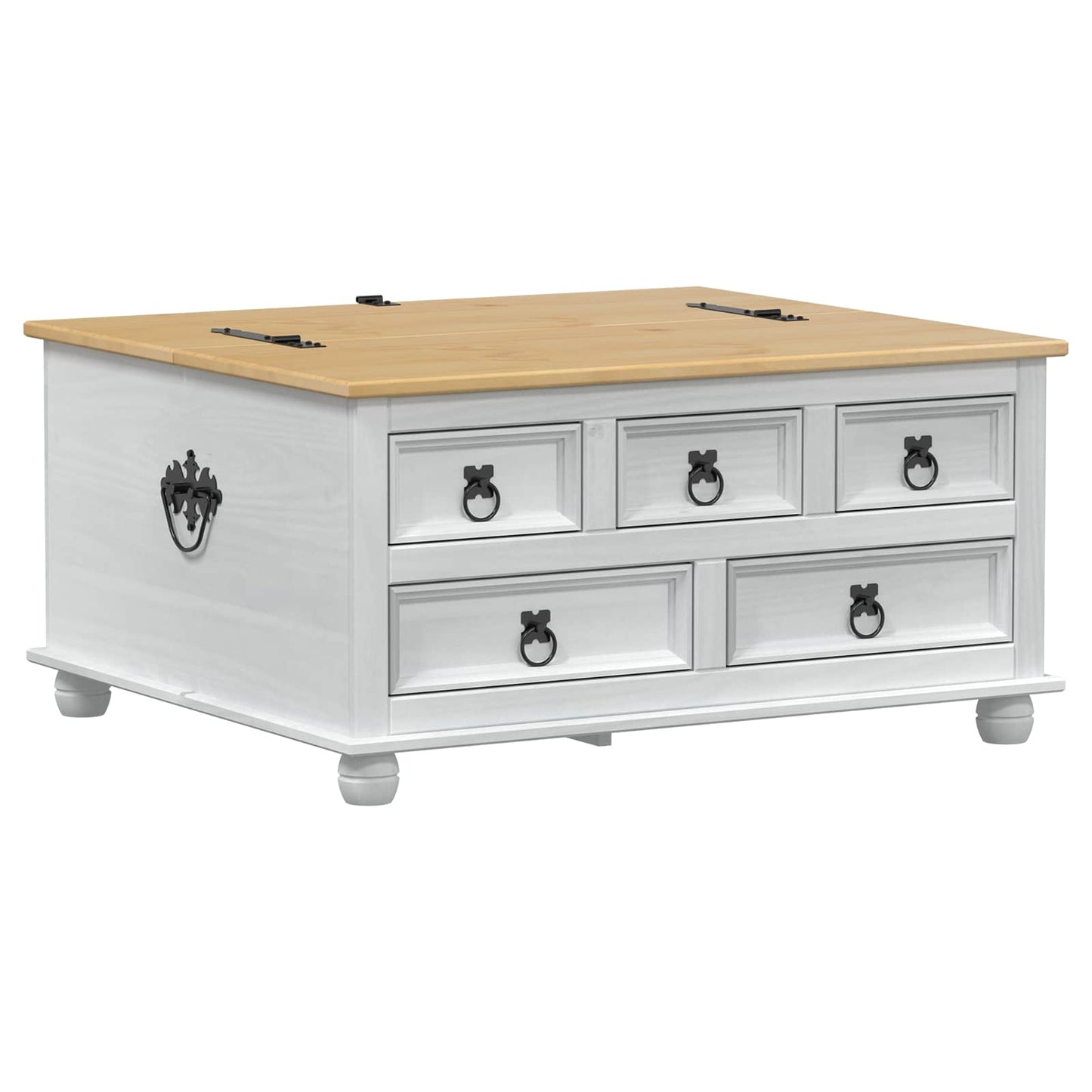 Storage box with Drawer White 90 x78 x 45 cm Solid Pine Wood