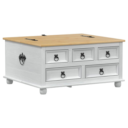Storage box with Drawer White 90 x78 x 45 cm Solid Pine Wood