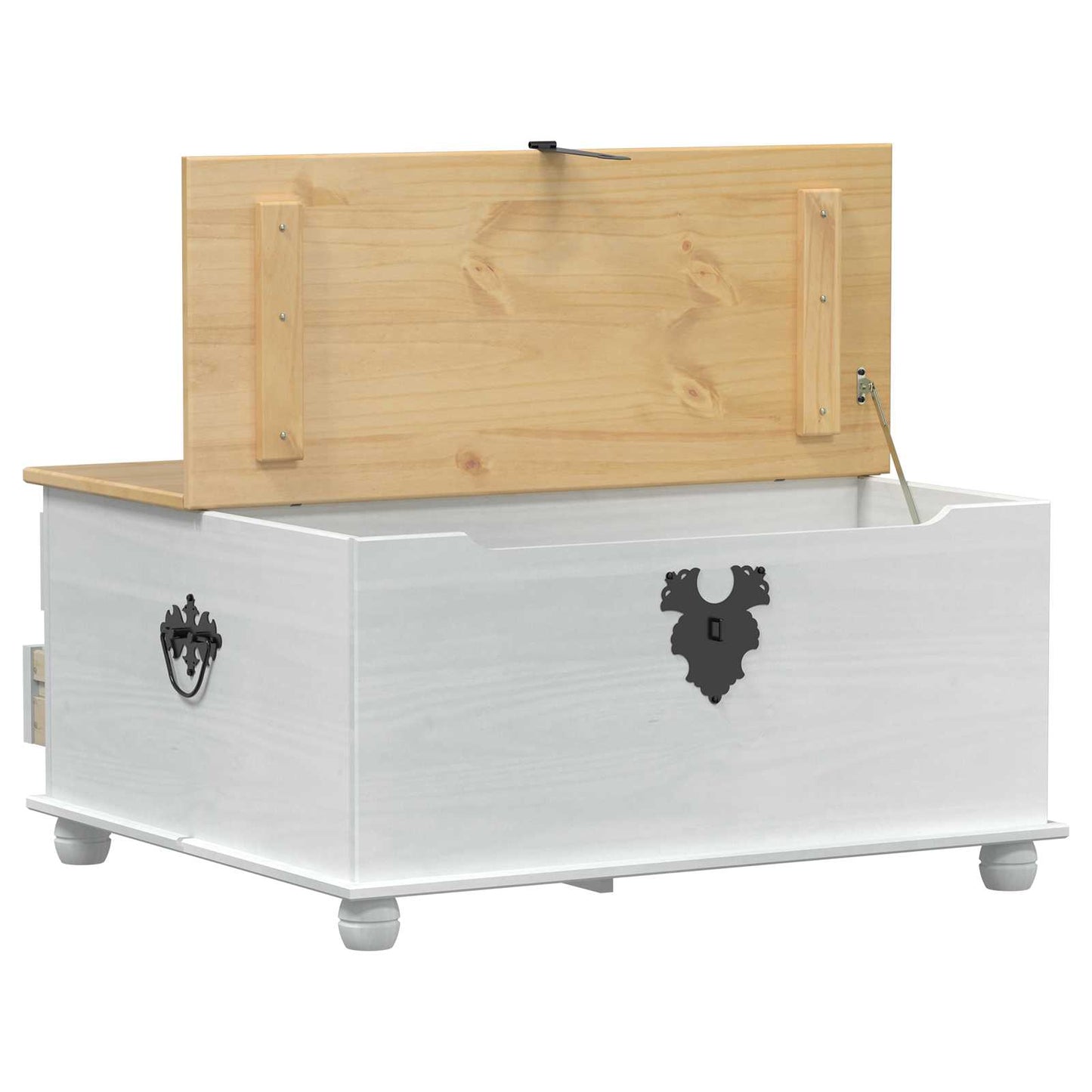 Storage box with Drawer White 90 x78 x 45 cm Solid Pine Wood