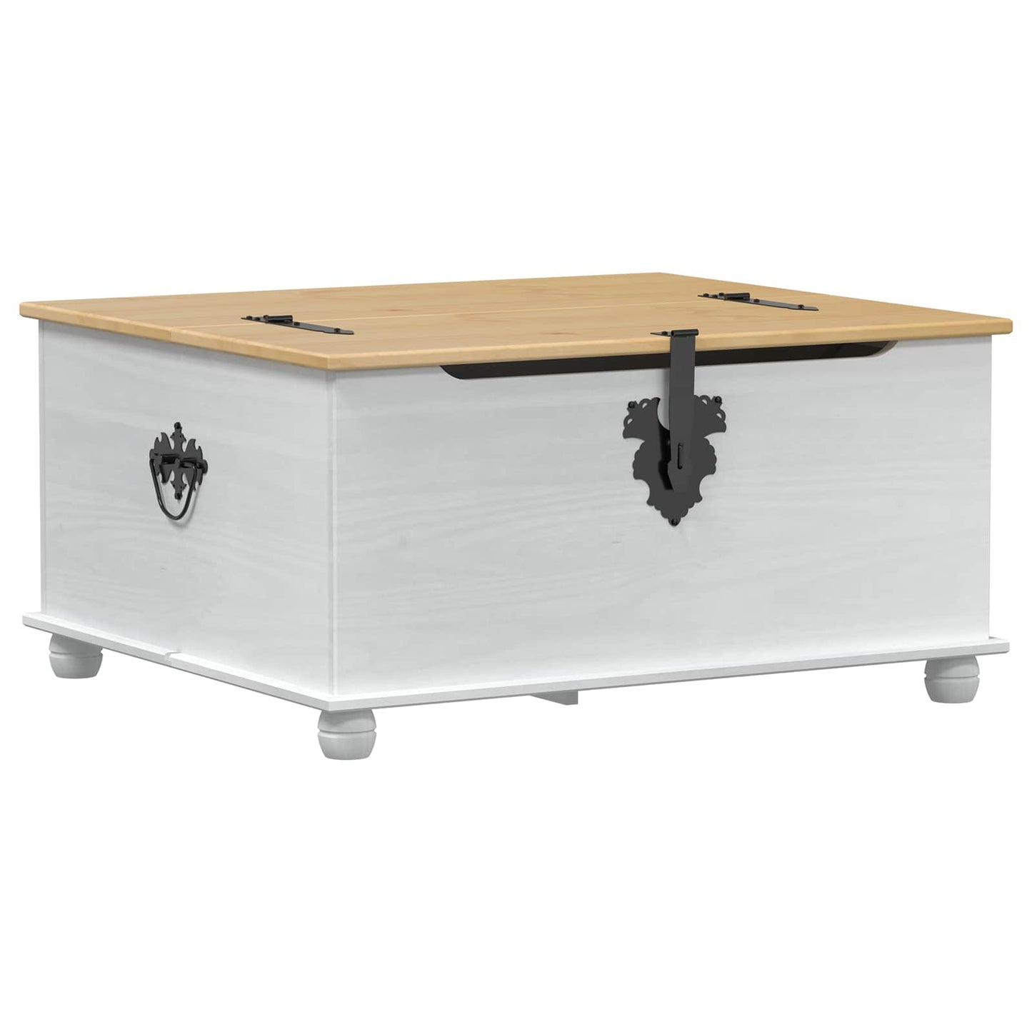 Storage box with Drawer White 90 x78 x 45 cm Solid Pine Wood
