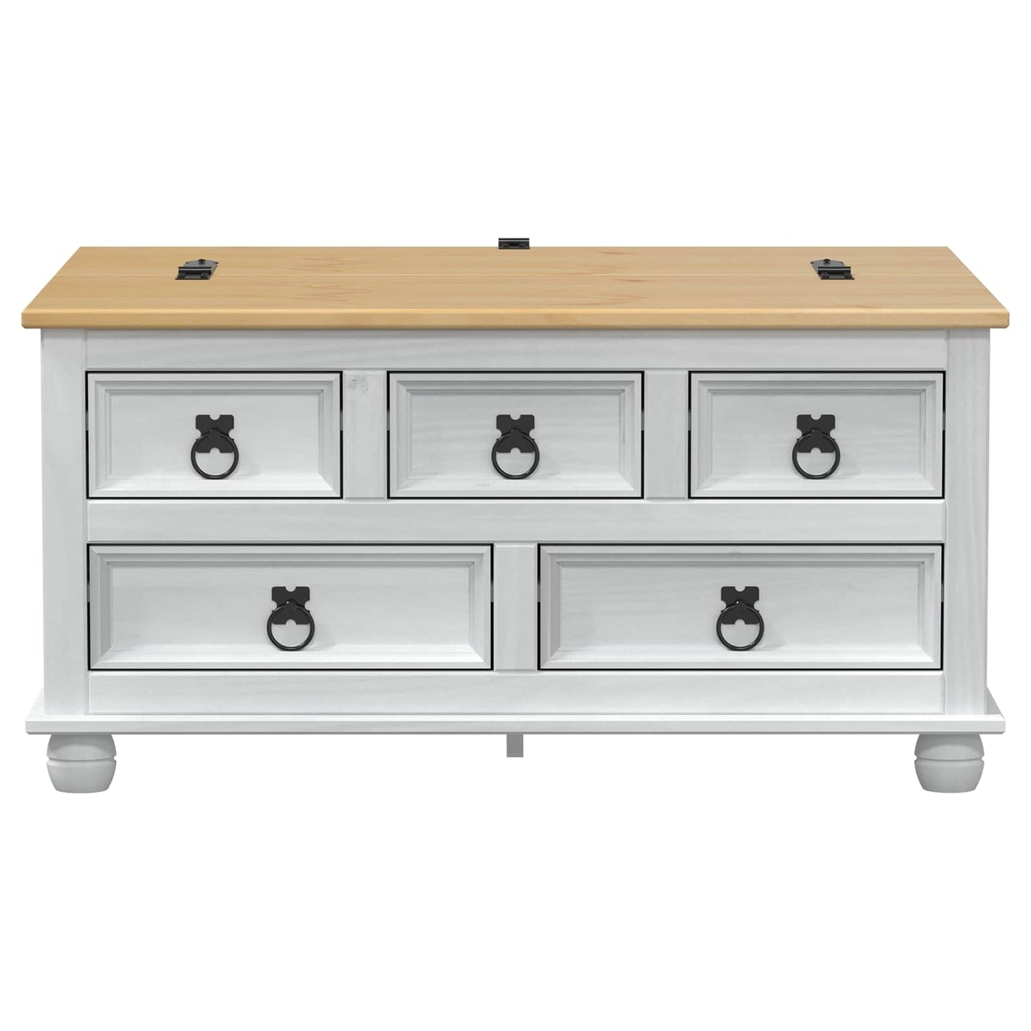 Storage box with Drawer White 90 x78 x 45 cm Solid Pine Wood