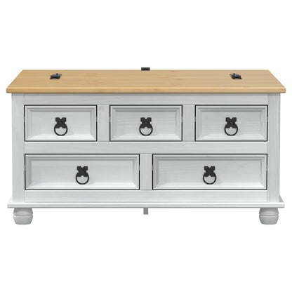 Storage box with Drawer White 90 x78 x 45 cm Solid Pine Wood