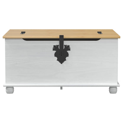 Storage box with Drawer White 90 x78 x 45 cm Solid Pine Wood