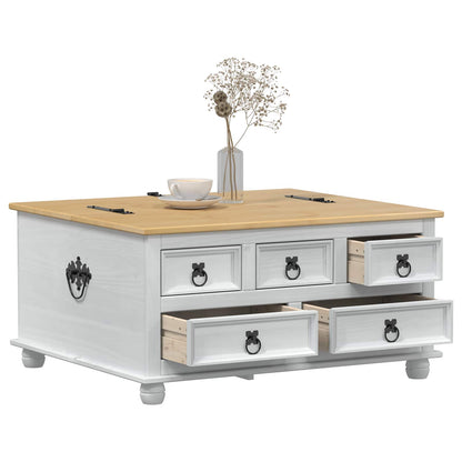 Storage box with Drawer White 90 x78 x 45 cm Solid Pine Wood