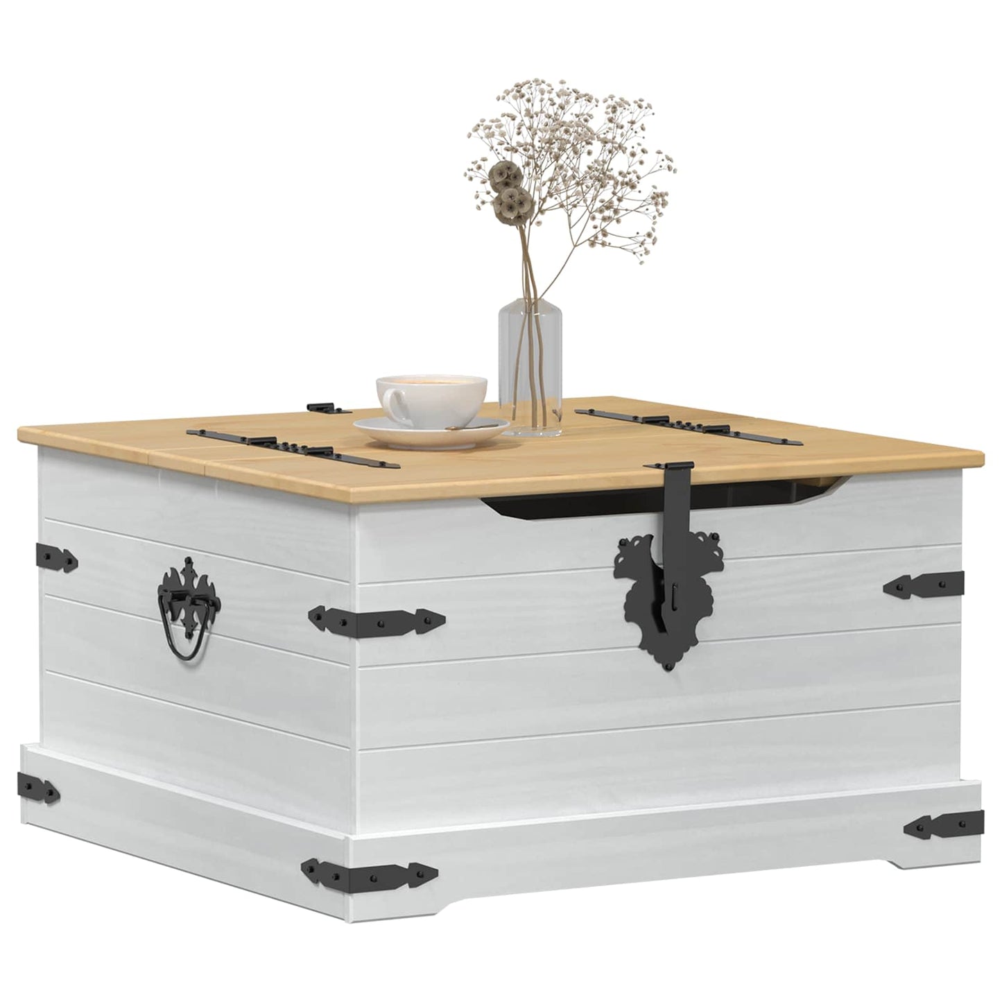 Storage box with Shelf White 78 x 78 x 45 cm Solid Pine Wood