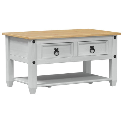 Coffee Table with Drawer White 85 x 50 x 45 cm Solid Pine Wood