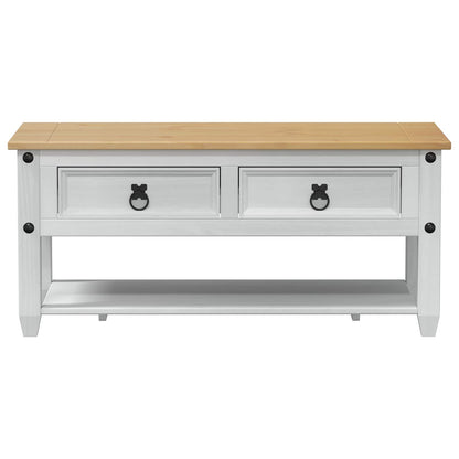 Coffee Table with Drawer White 100 x 48 x 45 cm Solid Pine Wood