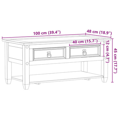 Coffee Table with Drawer White 100 x 48 x 45 cm Solid Pine Wood