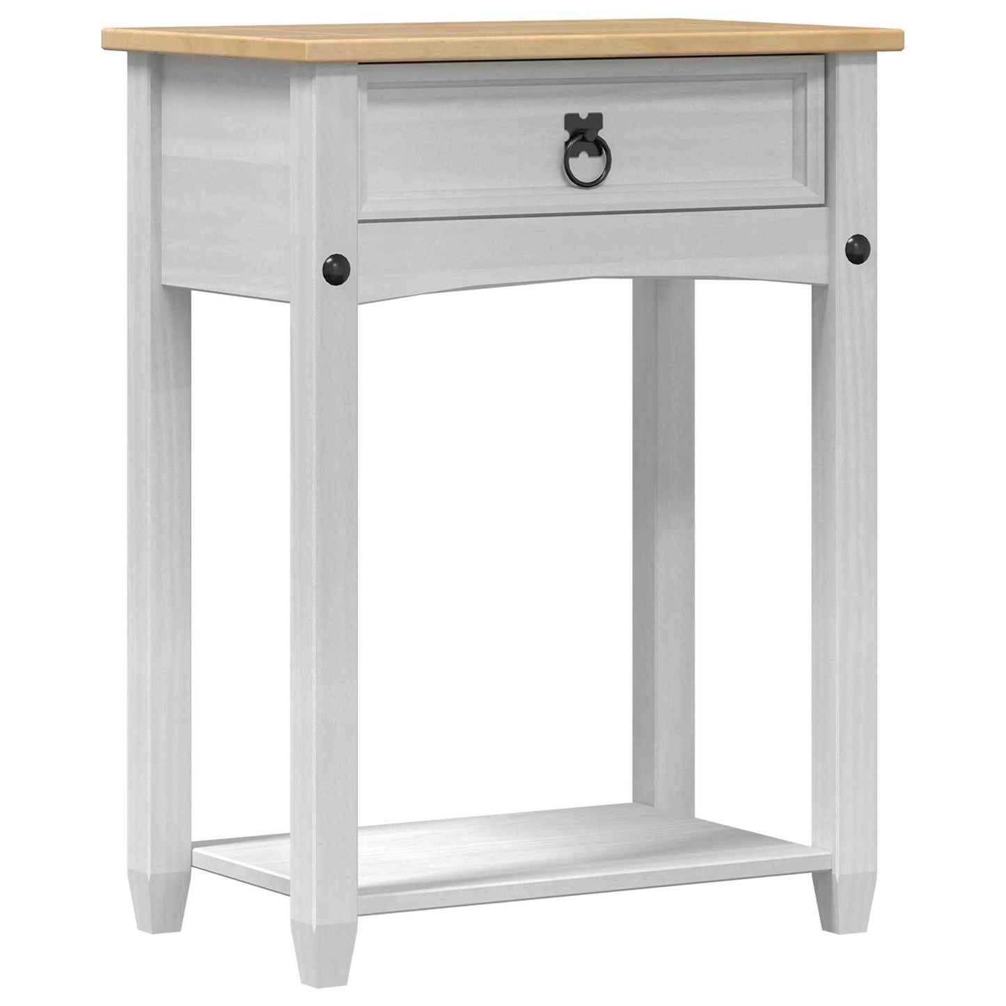 Console table with Drawer White 55 x 35 x 73 cm Solid Pine Wood
