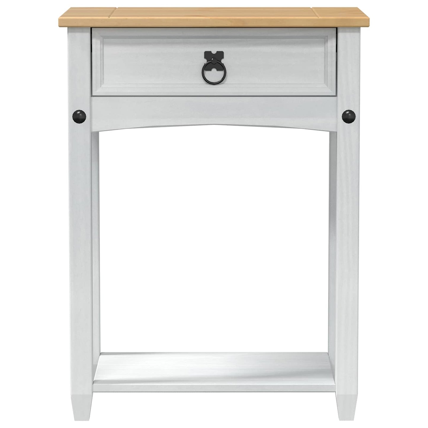Console table with Drawer White 55 x 35 x 73 cm Solid Pine Wood