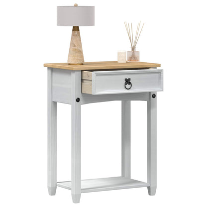 Console table with Drawer White 55 x 35 x 73 cm Solid Pine Wood